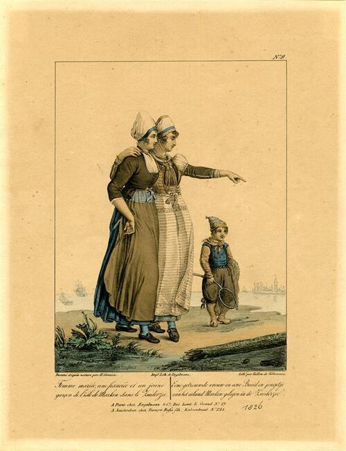 Een getrouwde vrouw en eene Bruid en jongetje van het eiland Marken gelegen in de Zuiderzee