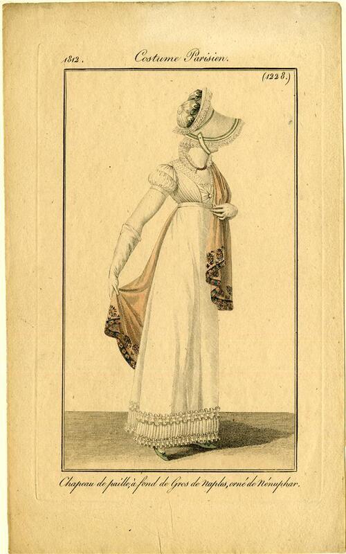 Costume Parisien 'Chapeau de paille, à fond de Gros de Napels, orné de Nénuphar'