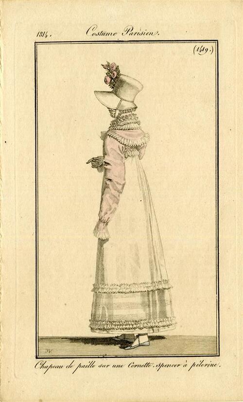 Costume Parisien 'Chapeau de Paille sur une Cornette. Spencer à pélerine'