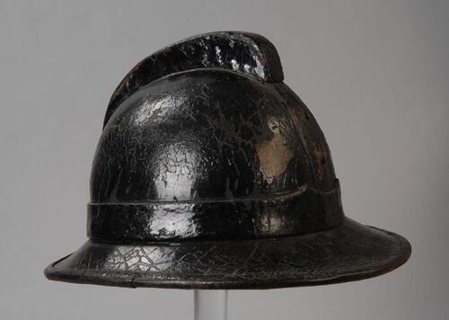 Leren brandweerhelm
