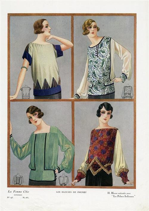 La Femme Chic, Les blouses de premet; Blouse exécutée avec "Les Palmes Indiennes"
