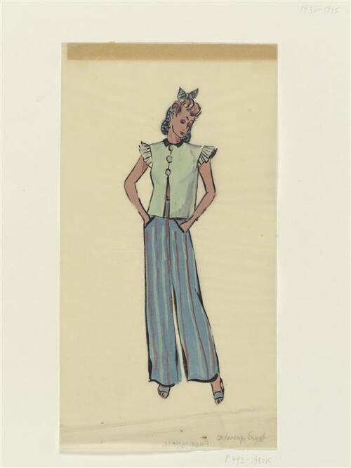Vrouwenfiguur gekleed in lichtgroene blouse