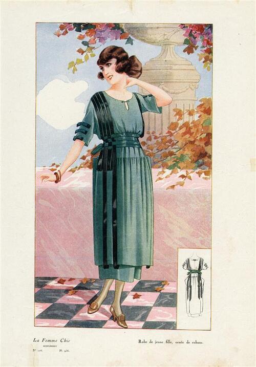 La Femme Chic, Robe de jeune fille, ornée de Rubans