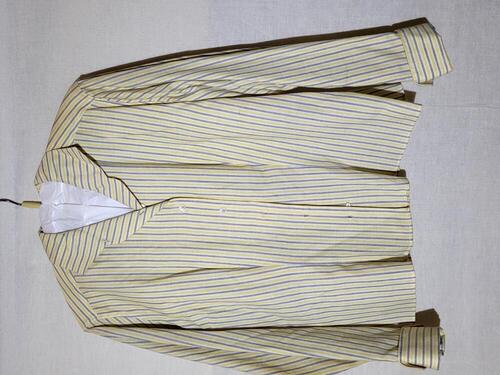 Blouse van geel/grijs/wit gestreept katoenen flanel