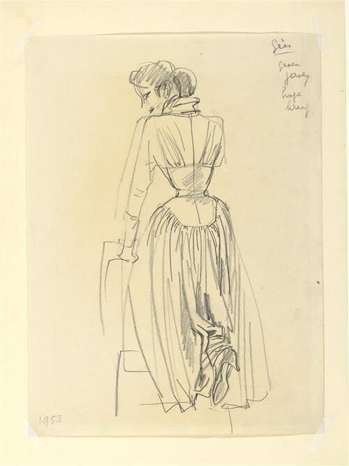 Modetekening van jurk Madame Grès