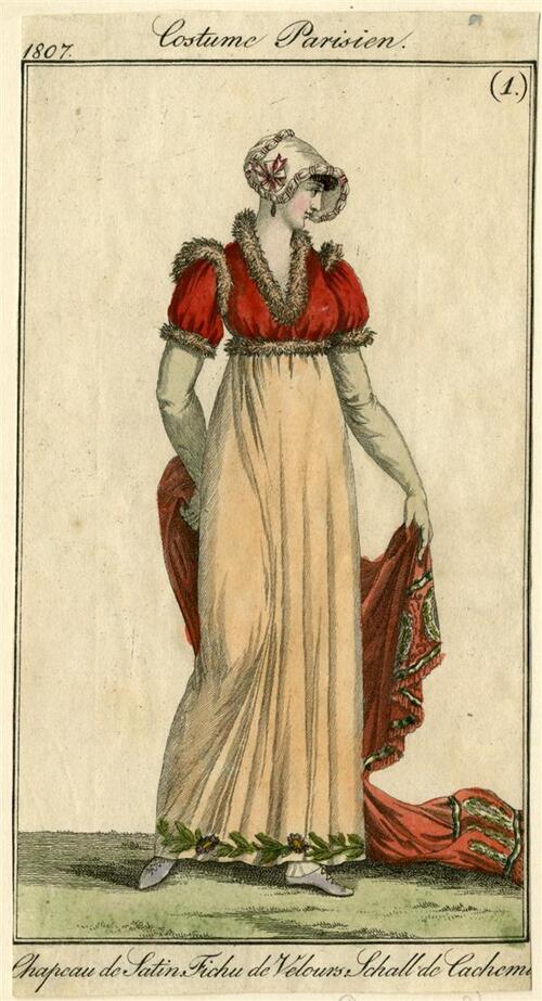 Costume Parisien 'Chapeau de Satin. Fichu de Velours. Schall de Cachemire'