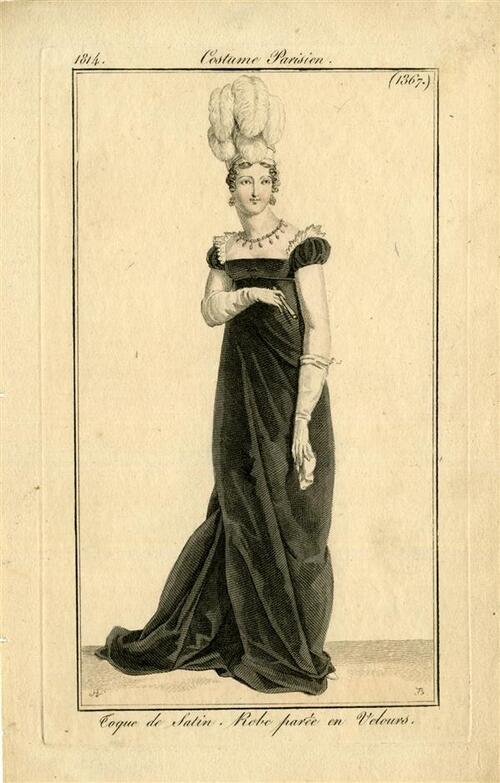 Costume Parisien 'Toque de Satin, Robe parée en velours