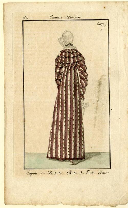 Costume Parisien 'Capote de Perkale. Robe de Toile Perse'