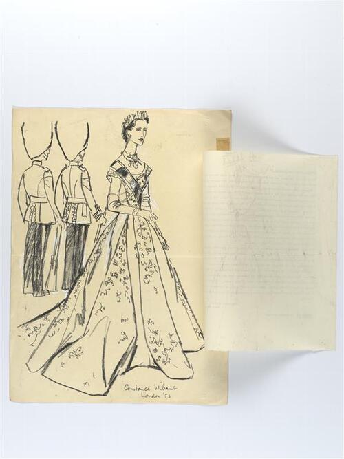 Illustratie van de hertogin van Kent, gekleed in jurk Hartnell
