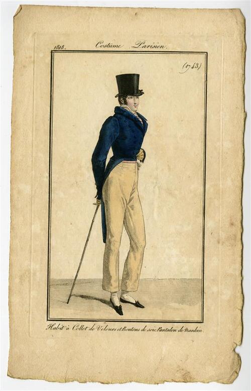 Costume Parisien 'Habit à Collet de Velours et Boutons de soie. Pantalon de nankin'
