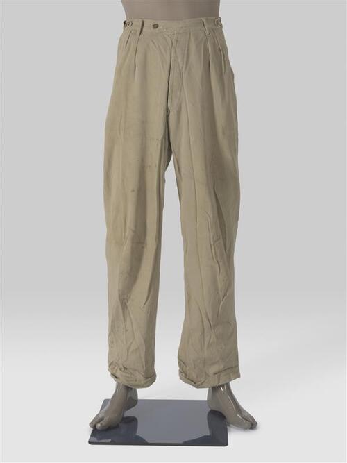 Lange broek bruin katoen voor volwassene (werkmansbroek)