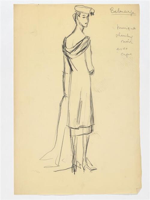 Balenciaga - tuniek (van zwarte shantung met cape)