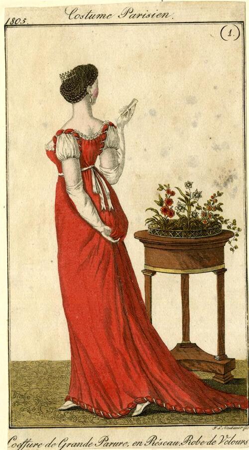 Costume Parisien 'Coiffure de Grande Parure, en Réseau Robe de Velours'