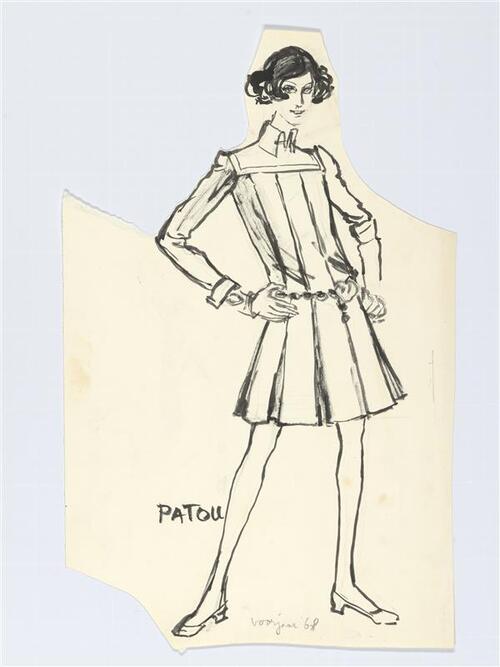 Modetekening van jurk Patou