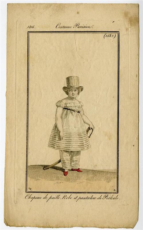Costume Parisien 'Chapeau de paille. Robe et pantalon de Perkale'