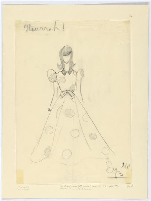 Ontwerp schets avondjapon "Hourrah" 1968