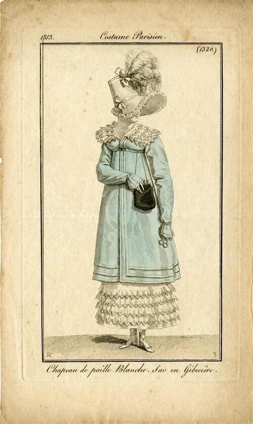 Costume Parisien 'Chapeau de paille Blanche. Sac en Gibecière'