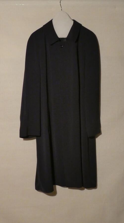 Overjas (man) van donkerblauwe (marine) polyester in microtwill-weefsel