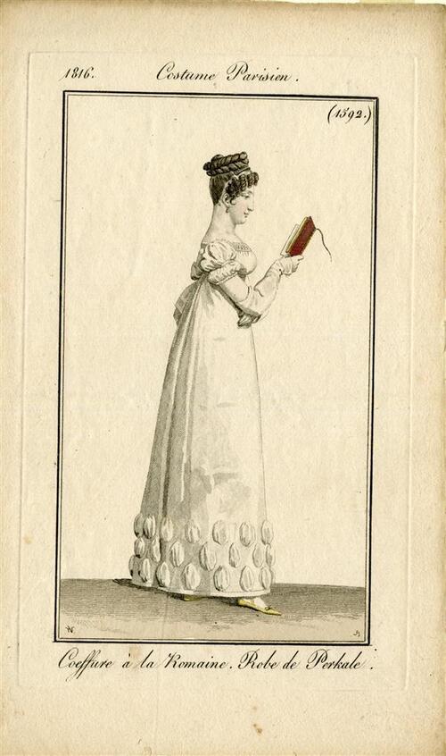 Costume Parisien 'Coiffure à la Romaine. Robe de Perkale'