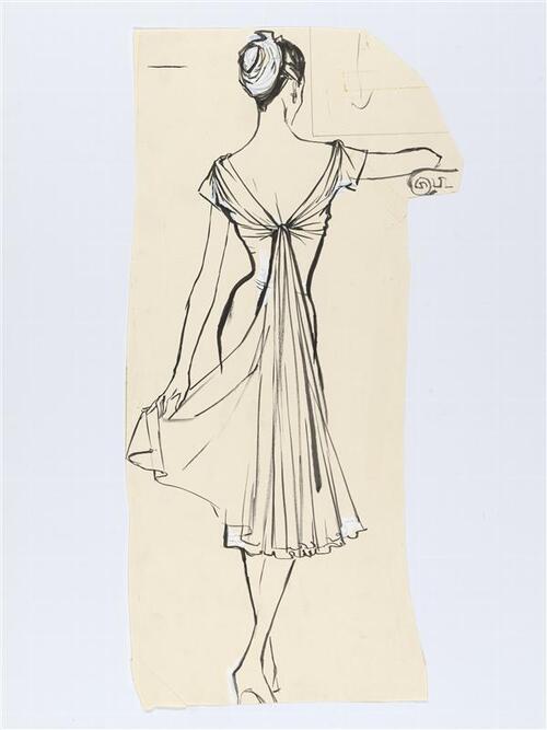 Modetekening van jurk Madame Grès