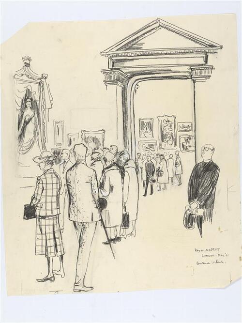 Illustratie van twee zalen in de Royal Academy