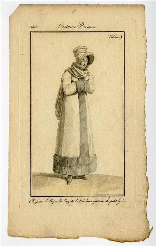 Costume Parisien 'Chapeau de Reps. Redingote de Mérinos garnie de petit Gris'
