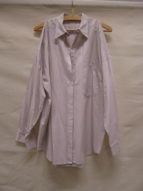 Overhemdblouse van gestreept katoen, smalle streep bruin/wit
