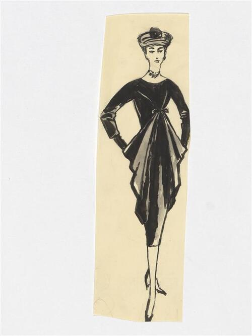 Modetekening van jurk Balenciaga