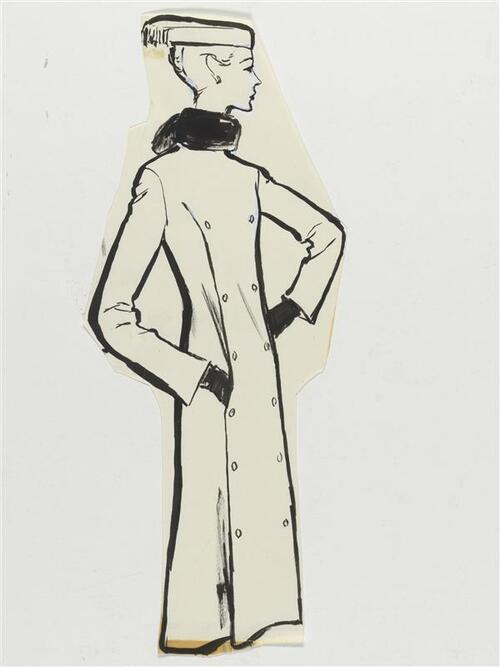 Modetekening van robe-manteau Givenchy
