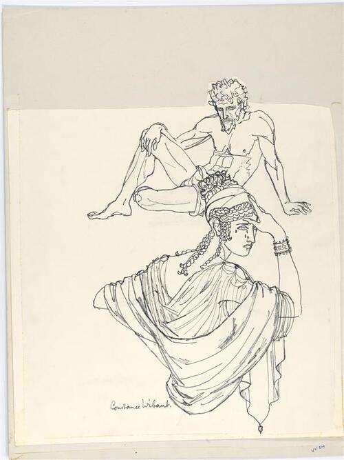 Illustratie van Penelope en Odysseus