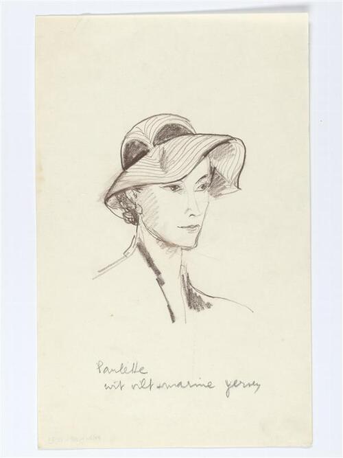 Modetekening van hoed Lydia Dickman