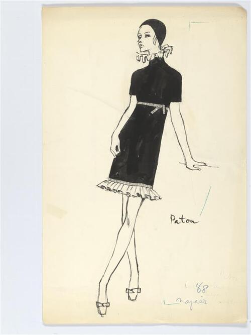 Modetekening van jurk Patou