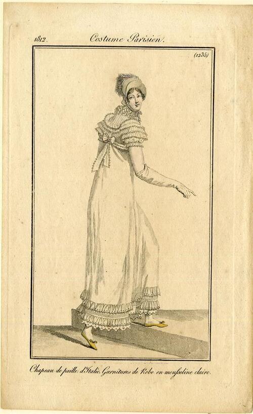 Costume Parisien 'Chapeau de paille d'Italie. Garnitures de Robe en mousseline claire'