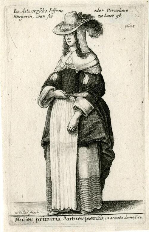Mulier primaria Antwerpiensis in oratus domestica, Ein Antwerpsche Ioffraw oder Vornehme Burgerin,…