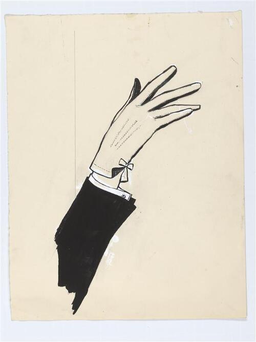 Illustratie van arm en hand met handschoen