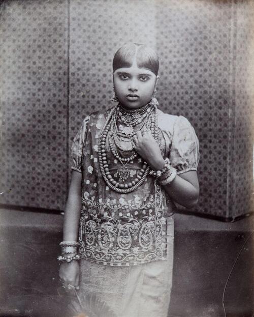 Studio portrait of a woman from British India