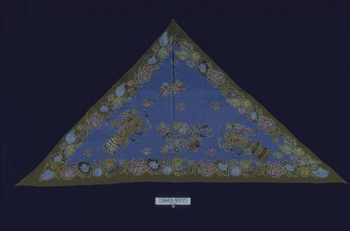 Katoenen hoofddoek met twee pauwen, libelles, bloemen en vlinders