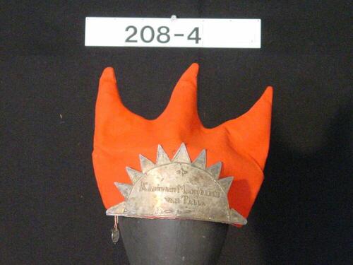 Hat of red sheet of a local leader