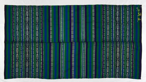 Gestreepte blauwe en groene omslagdoek met Jaspe