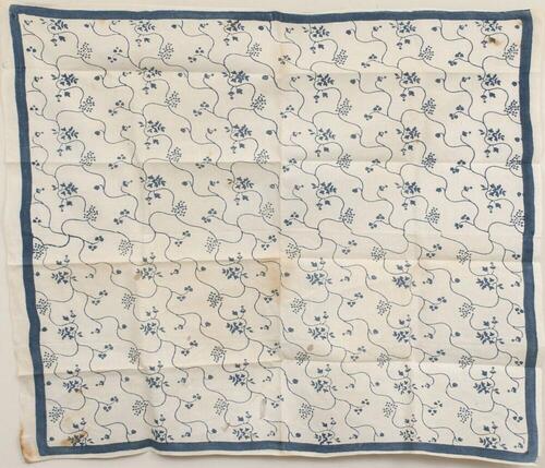 Katoenen hoofddoek in blauw-zwart met plantmotieven