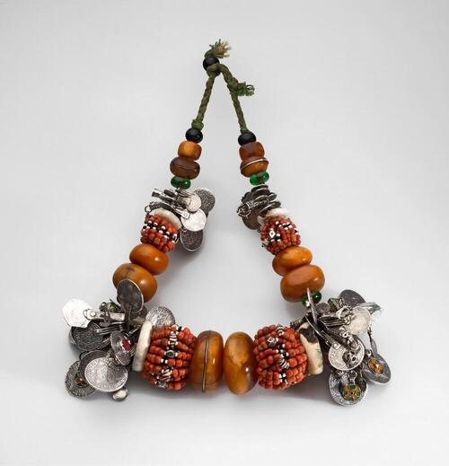 Necklace with beads and coins