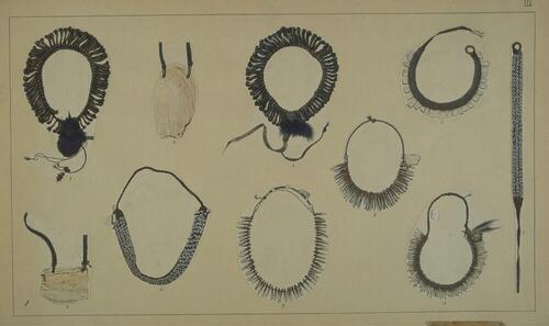 Haar-, hals- en borstsieraden van de Moni en Dèm bergpapua mannen