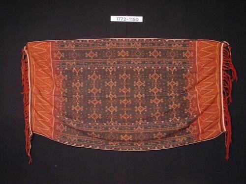 Katoenen schouderdoek met ornament in schering ikat