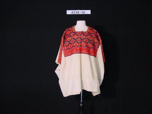 Katoenen blouse met kleurig boorsuursel van een vrouwenkostuum
