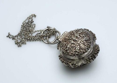 Silver case, probably for tobacco