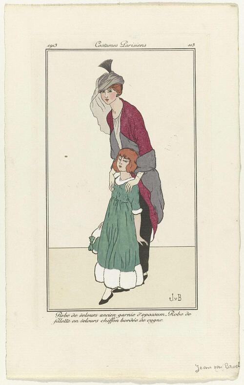Journal des Dames et des Modes, Costumes Parisiens, 1913, No. 113 : Robe de velours (...)