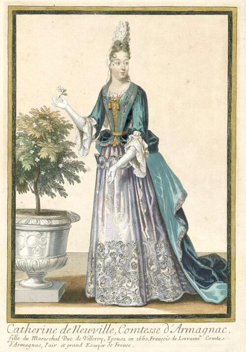 French Prints Propagating French Fashion : Portrait of Catherine de Neuville, Countess of Armagnac