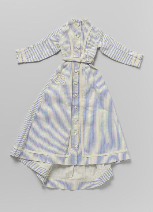 Japon van blauw en wit gestreepte katoen