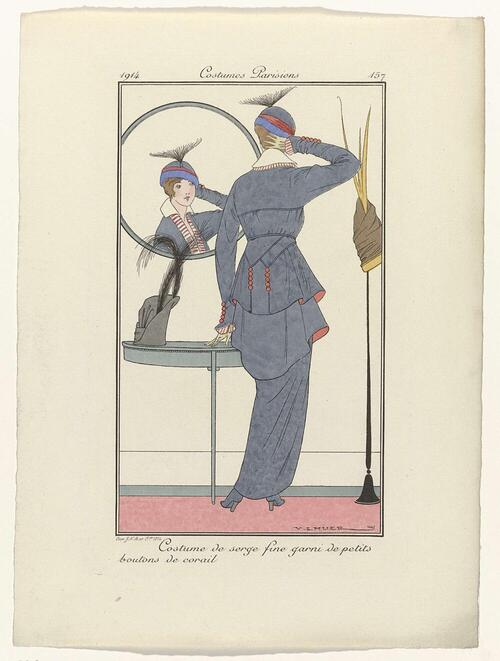 Journal des Dames et des Modes, Costumes Parisiens, 1914, No. 157 : Costume de serg (...)